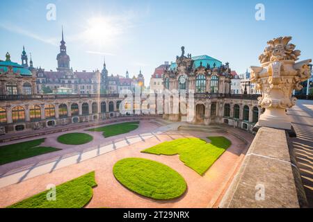 Nice image of the Der Zwinger museum complex built in Baroque style. Historical scene. Popular tourist attraction. Location place German city of Dresd Stock Photo