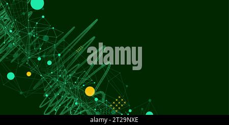 Vector abstract background with a wireframe dynamic pipes, line and particles. Plexus effect. Stock Vector