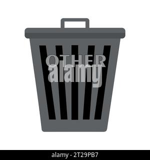 Trash can icon. Flat vector illustration of Garbage bin isolated on white background. Recycling and trash sorting concept. Design element for Brochure Stock Vector