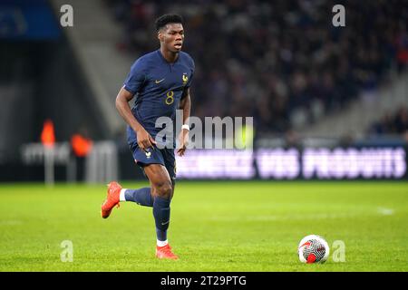 France's Aurelien Tchouameni in action during the international friendly match at the Stade Pierre Mauroy in Lille, France. Picture date: Tuesday October 17, 2023. Stock Photo