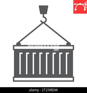 Container glyph icon, logistic and shipping service, cargo container vector icon, vector graphics, editable stroke solid sign, eps 10. Stock Vector