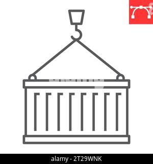 Container line icon, logistic and shipping service, cargo container vector icon, vector graphics, editable stroke outline sign, eps 10. Stock Vector