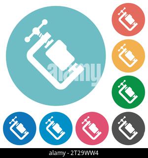 Folder compression solid flat white icons on round color backgrounds Stock Vector
