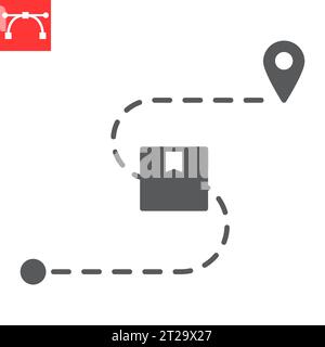 Parcel tracking glyph icon, logistic and navigation, package tracking vector icon, vector graphics, editable stroke solid sign, eps 10. Stock Vector