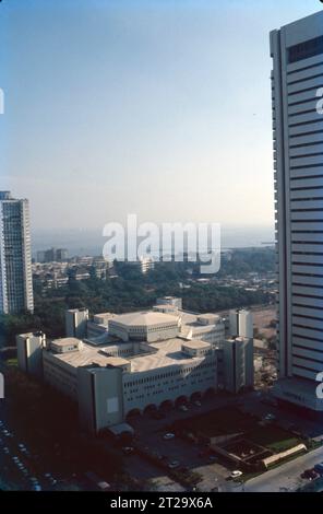 The Mumbai World Trade Centre at Cuffe Parade is a skyscraper built in the year 1970. It is the first world trade center in India. It consists of two towers, the M. Visvesaraya Industrial Research and Development Centre and the IDBI. MVIRDC is also known as Centre 1. WTC Mumbai promotes International trade and Investment through an array of services and facilities. The Centre integrates Indian businesses and international Trade Stock Photo