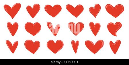 Doodle hearts sketch set. Various different hand drawn love heart icon ...