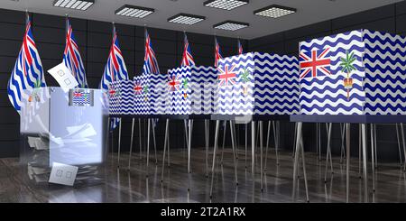 British Indian Ocean Territory - polling station with voting booths and ballot box - election concept - 3D illustration Stock Photo