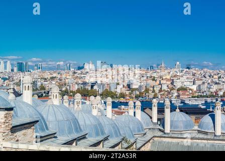 Istanbul, Turkey, A panoramic view on Bosphorus strait seen from Suleymaniye mosque. Stock Photo