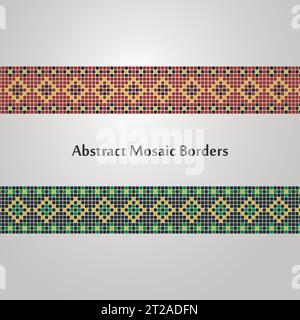 Abstract Colorful Mosaic Border Designs  Different Decoration Elements Stock Vector