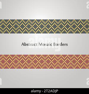 Abstract Colorful Mosaic Border Designs  Different Decoration Elements Stock Vector