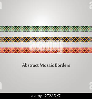 Abstract Colorful Mosaic Border Designs  Different Decoration Elements Stock Vector
