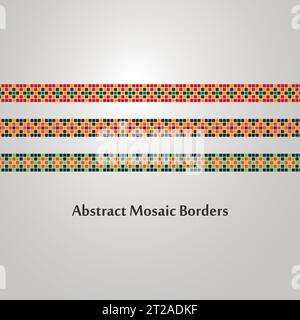 Abstract Colorful Mosaic Border Designs  Different Decoration Elements Stock Vector
