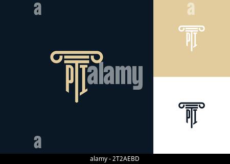 PI monogram initials design logo. Lawyer logo design inspiration Stock Vector