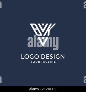 BK triangle monogram logo design ideas, creative initial letter logo with triangular shape logo vector Stock Vector