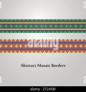 Abstract Colorful Mosaic Border Designs  Different Decoration Elements Stock Vector