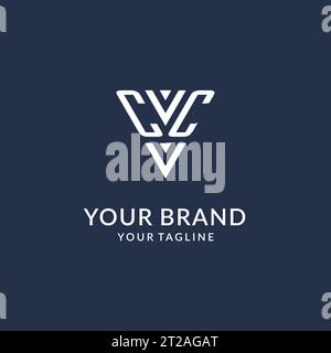 CC triangle monogram logo design ideas, creative initial letter logo with triangular shape logo vector Stock Vector