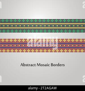Abstract Colorful Mosaic Border Designs  Different Decoration Elements Stock Vector