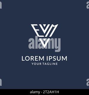 EM triangle monogram logo design ideas, creative initial letter logo with triangular shape logo vector Stock Vector