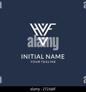 HF triangle monogram logo design ideas, creative initial letter logo with triangular shape logo vector Stock Vector