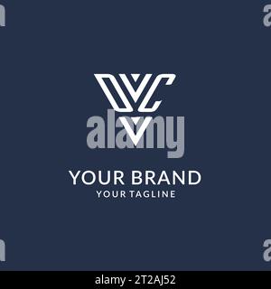 DC triangle monogram logo design ideas, creative initial letter logo with triangular shape logo vector Stock Vector