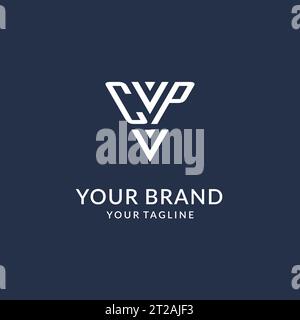 CP triangle monogram logo design ideas, creative initial letter logo with triangular shape logo vector Stock Vector