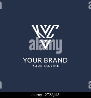 KC triangle monogram logo design ideas, creative initial letter logo with triangular shape logo vector Stock Vector
