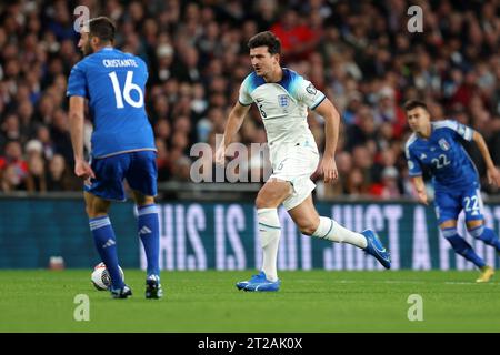 London, UK. 17th Oct, 2023. Harry Maguire of England in action. England v Italy, UEFA Euro 2024 qualifier International football group C match at Wembley Stadium in London on Tuesday 17th October 2023. Editorial use only. pic by Andrew Orchard/Andrew Orchard sports photography/Alamy Live News Credit: Andrew Orchard sports photography/Alamy Live News Stock Photo