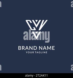 CV triangle monogram logo design ideas, creative initial letter logo with triangular shape logo vector Stock Vector