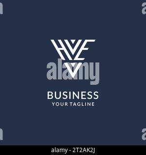 HE triangle monogram logo design ideas, creative initial letter logo with triangular shape logo vector Stock Vector