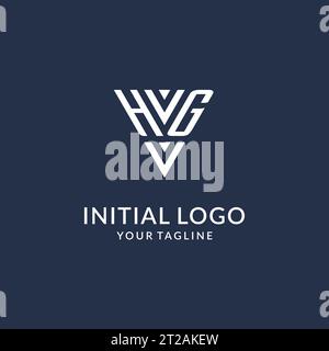 HG triangle monogram logo design ideas, creative initial letter logo with triangular shape logo vector Stock Vector