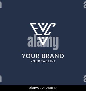 EC triangle monogram logo design ideas, creative initial letter logo with triangular shape logo vector Stock Vector