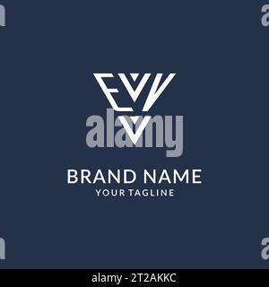 EV triangle monogram logo design ideas, creative initial letter logo with triangular shape logo vector Stock Vector