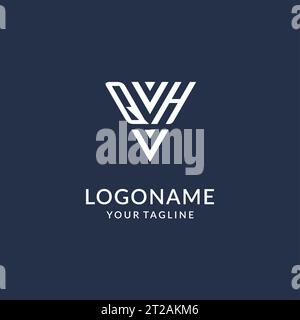 QH triangle monogram logo design ideas, creative initial letter logo with triangular shape logo vector Stock Vector