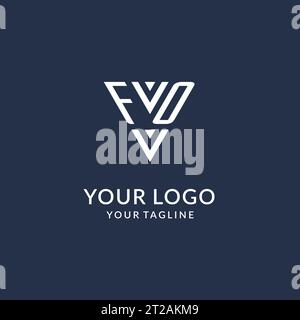 FO triangle monogram logo design ideas, creative initial letter logo with triangular shape logo vector Stock Vector