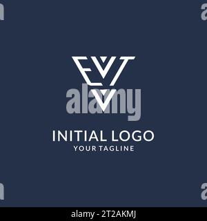 ET triangle monogram logo design ideas, creative initial letter logo with triangular shape logo vector Stock Vector