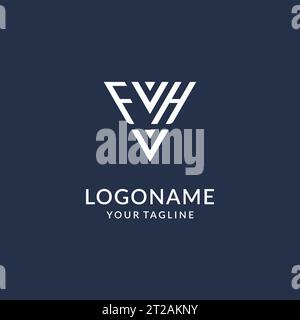 FH triangle monogram logo design ideas, creative initial letter logo with triangular shape logo vector Stock Vector