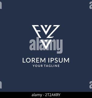 FZ triangle monogram logo design ideas, creative initial letter logo with triangular shape logo vector Stock Vector