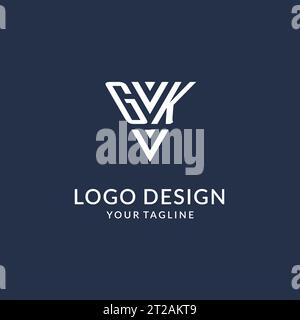 GK triangle monogram logo design ideas, creative initial letter logo with triangular shape logo vector Stock Vector