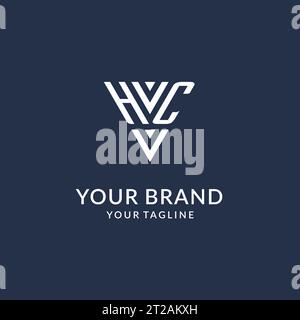 HC triangle monogram logo design ideas, creative initial letter logo with triangular shape logo vector Stock Vector