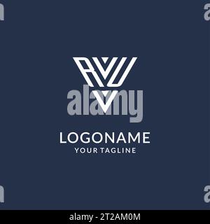 RU triangle monogram logo design ideas, creative initial letter logo with triangular shape logo vector Stock Vector