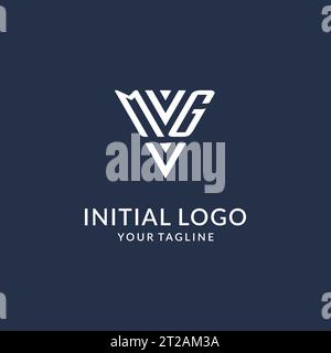 MG triangle monogram logo design ideas, creative initial letter logo with triangular shape logo vector Stock Vector