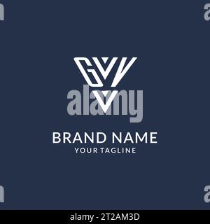 GV triangle monogram logo design ideas, creative initial letter logo with triangular shape logo vector Stock Vector