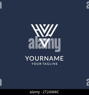 HW triangle monogram logo design ideas, creative initial letter logo with triangular shape logo vector Stock Vector