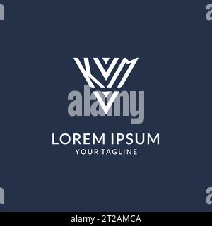 KM triangle monogram logo design ideas, creative initial letter logo with triangular shape logo vector Stock Vector