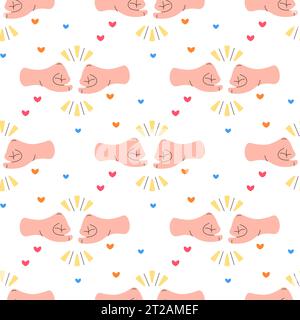 Seamless hand pattern, holding hands, fists, vector illustration Stock Vector