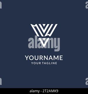 MW triangle monogram logo design ideas, creative initial letter logo with triangular shape logo vector Stock Vector