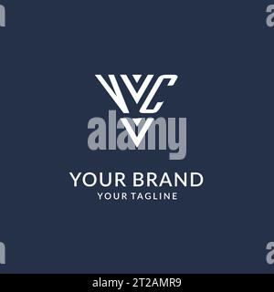VC triangle monogram logo design ideas, creative initial letter logo with triangular shape logo vector Stock Vector