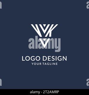 VK triangle monogram logo design ideas, creative initial letter logo with triangular shape logo vector Stock Vector