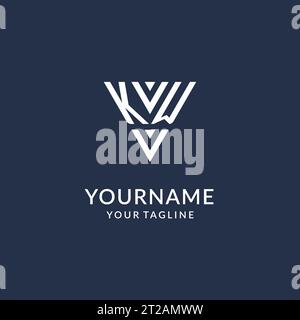 KW triangle monogram logo design ideas, creative initial letter logo with triangular shape logo vector Stock Vector