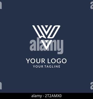 WO triangle monogram logo design ideas, creative initial letter logo with triangular shape logo vector Stock Vector
